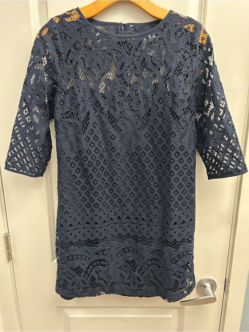 LOFT Navy Lace Shift Mini Dress, 4P